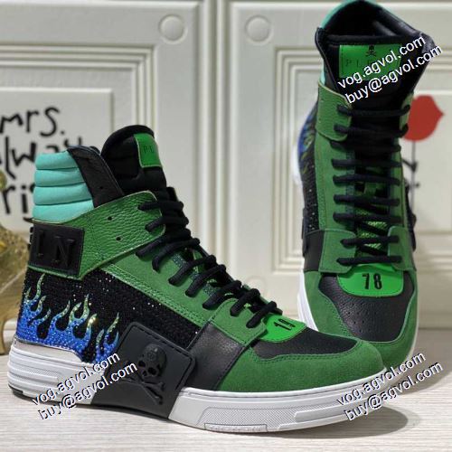 6色可選 個性的 PHILIPP PLEINスーパーコピー 激安 2021春夏 フィリッププレイン PHILIPP PLEIN ハイトップシューズ 透湿?防水素材採用