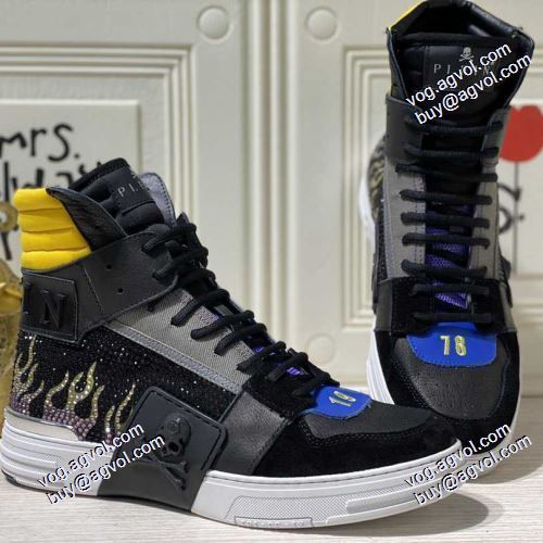 6色可選 個性的 PHILIPP PLEINスーパーコピー 激安 2021春夏 フィリッププレイン PHILIPP PLEIN ハイトップシューズ 透湿?防水素材採用