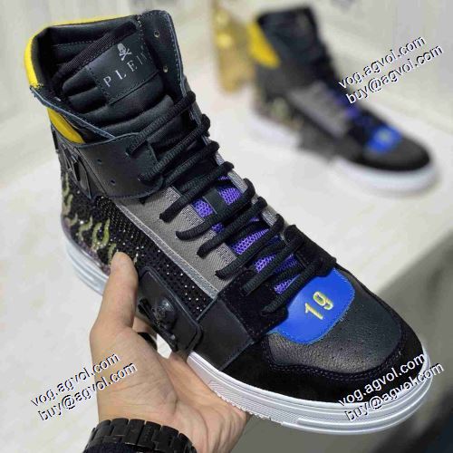 6色可選 個性的 PHILIPP PLEINスーパーコピー 激安 2021春夏 フィリッププレイン PHILIPP PLEIN ハイトップシューズ 透湿?防水素材採用