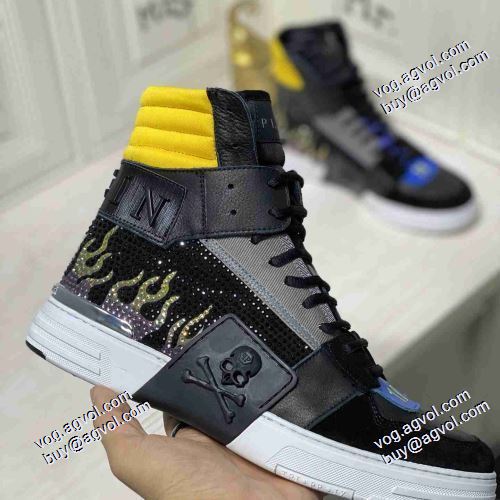 6色可選 個性的 PHILIPP PLEINスーパーコピー 激安 2021春夏 フィリッププレイン PHILIPP PLEIN ハイトップシューズ 透湿?防水素材採用