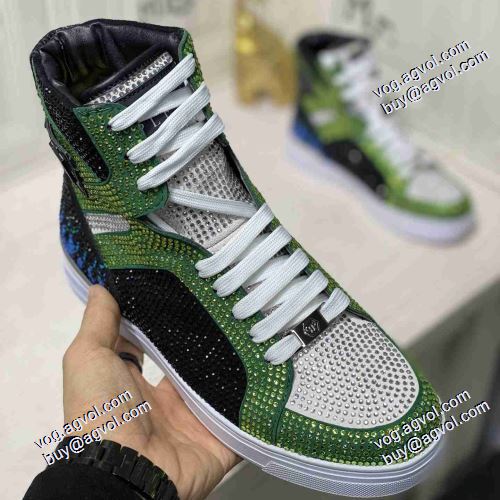 派手 ：比较华丽的 PHILIPP PLEINコピーブランド 2021春夏 フィリッププレイン PHILIPP PLEIN 5色可選 メンズ　レースアップ 抗菌?防臭加工