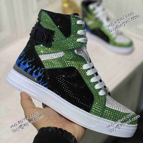 派手 ：比较华丽的 PHILIPP PLEINコピーブランド 2021春夏 フィリッププレイン PHILIPP PLEIN 5色可選 メンズ　レースアップ 抗菌?防臭加工