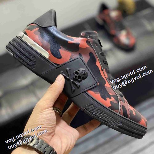 フィリッププレインブランドスーパーコピー 2021秋冬 個性的なデザ フィリッププレイン PHILIPP PLEIN ローヒール カジュアルシュッズ オリジナル 脱ぎ履きしやすい/着脱しやすい 2色可選