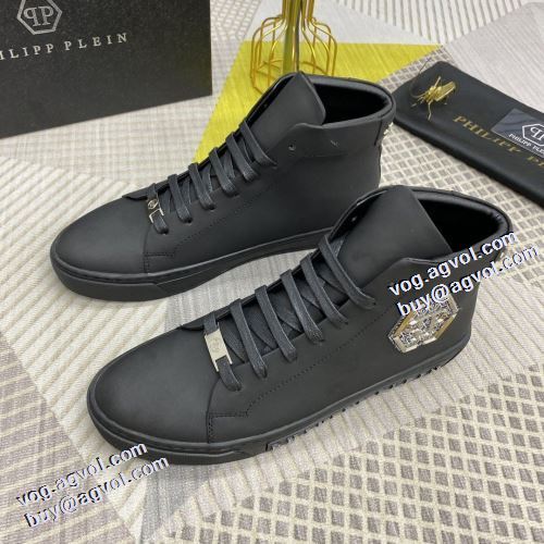 2021秋冬 フィリッププレイン PHILIPP PLEIN 存在感のある ビット付き 2色可選 透湿?防水素材採用 ハイトップシューズ  軽量で疲れにくい フィリッププレインスーパーコピー 激安