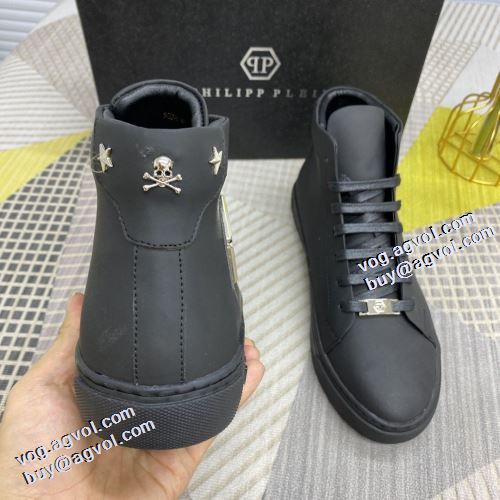 2021秋冬 フィリッププレイン PHILIPP PLEIN 存在感のある ビット付き 2色可選 透湿?防水素材採用 ハイトップシューズ  軽量で疲れにくい フィリッププレインスーパーコピー 激安