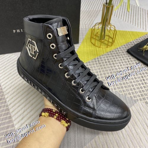 2021秋冬 フィリッププレイン PHILIPP PLEIN フィリッププレインブランド コピー 極上シューズ 高級感ある 透湿?防水素材採用 ハイトップシューズ 歩きやすい　疲れない　痛くない