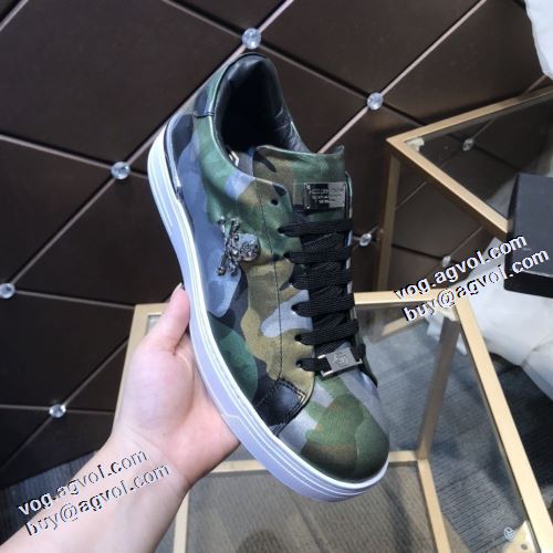 2021秋冬 フィリッププレイン PHILIPP PLEIN 迷彩柄/カモフラージュ柄 フラットシューズ 落ち着いた感覚 2色可選 抗菌?防臭加工 軽量で疲れにくい フィリッププレインブランド 偽物 通販