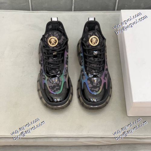 すべり防止 ヴェルサーチコピー ブランド 魅力ファッション 2021秋冬 スニーカー ヴェルサーチVERSACE 2色可選 厚底