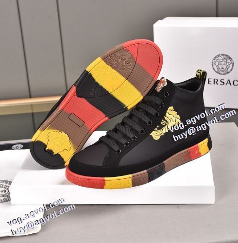 ヴェルサーチブランド 偽物 通販 2021秋冬 ヴェルサーチVERSACE 高級感ある ハイトップシューズ 2色可選 カラーソール ナチュラルな素材感 足馴染みのいい