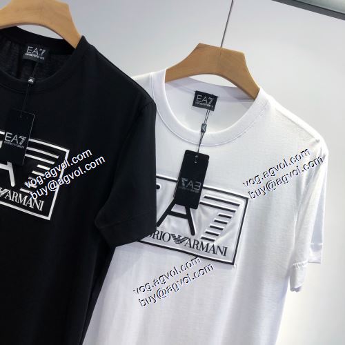  アルマーニ ARMANI 2色可選 ARMANIブランドスーパーコピー 首胸ロゴ 半袖シャツ 2021春夏 