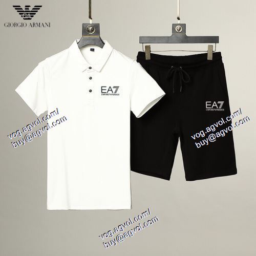  2021春夏 ARMANIスーパーコピー 2色可選 希少 アルマーニ ARMANI 半袖Tシャツ 上下セット