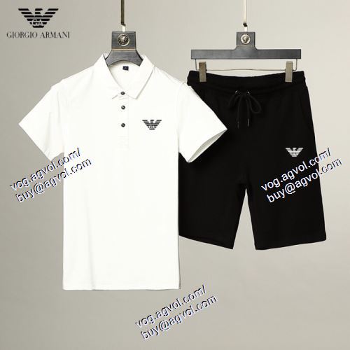  半袖Tシャツ 上下セット ARMANIコピー アルマーニ ARMANI 2色可選 人気激売れ 2021春夏