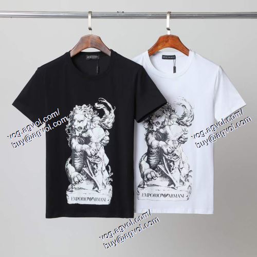  ARMANIスーパーコピー 激安 アルマーニ ARMANI 首胸ロゴ 2色可選 半袖Tシャツ 2021春夏