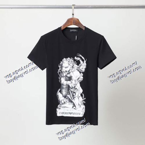  ARMANIスーパーコピー 激安 アルマーニ ARMANI 首胸ロゴ 2色可選 半袖Tシャツ 2021春夏