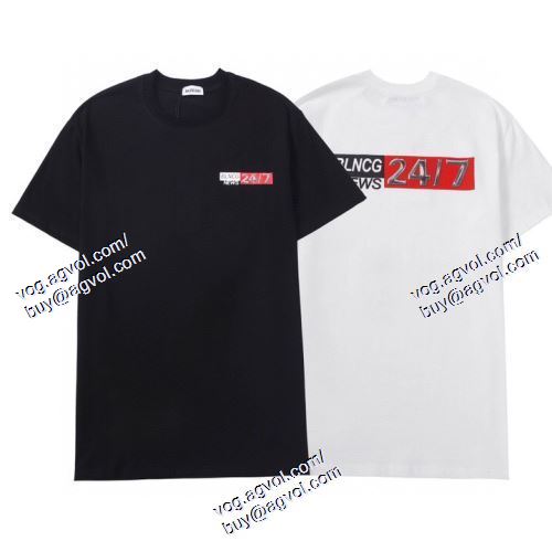  2色可選 バレンシアガ BALENCIAGA 首胸ロゴ 2021春夏 BALENCIAGAコピー ブランド 半袖Tシャツ