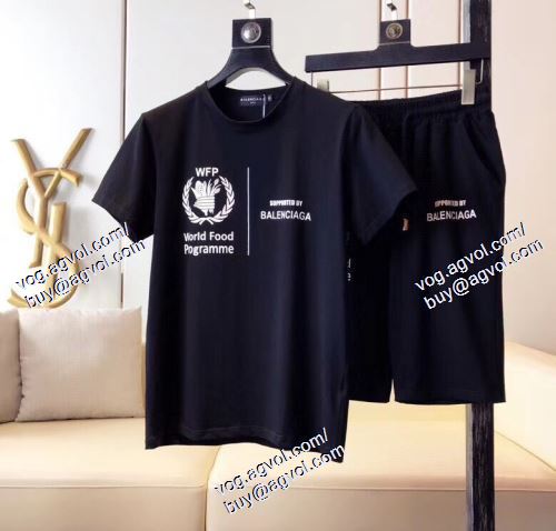  バレンシアガ BALENCIAGA 2021春夏 BALENCIAGAコピー ブランド 2色可選 大人っぼい 半袖Tシャツ 上下セット