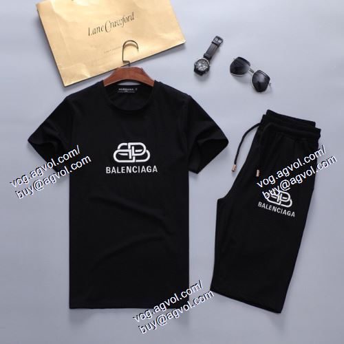  バレンシアガ BALENCIAGA 半袖Tシャツ 上下セット 売れ筋のいい 2色可選 2021春夏 BALENCIAGAスーパーコピー 激安 