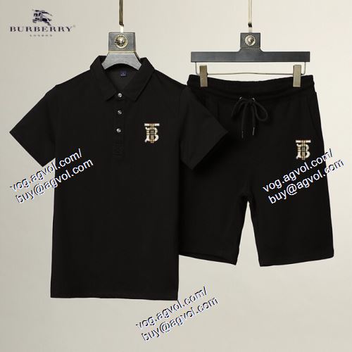  BURBERRY偽物ブランド 2021春夏 半袖Tシャツ 上下セット 2色可選 バーバリー BURBERRY 最旬アイテム
