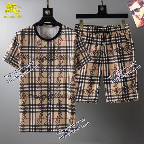  大人気☆NEW!!  バーバリー BURBERRY BURBERRYブランドコピー 2021春夏 半袖Tシャツ 上下セット  