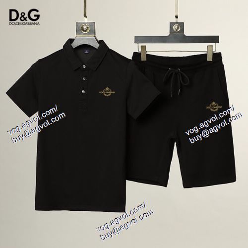  2色可選 大特価 ドルチェ＆ガッバーナ Dolce&Gabbana 半袖Tシャツ 上下セット 2021春夏 D&Gブランド 偽物 通販