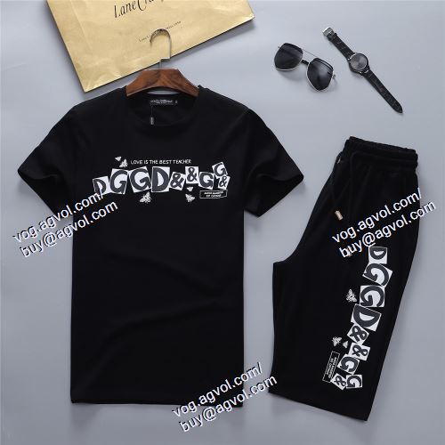  D&Gブランドスーパーコピー 半袖Tシャツ 上下セット 耐久性に優れ ドルチェ＆ガッバーナ Dolce&Gabbana 2021春夏 2色可選