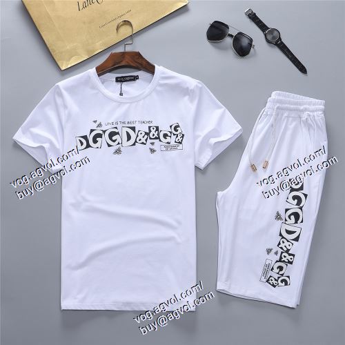  D&Gブランドスーパーコピー 半袖Tシャツ 上下セット 耐久性に優れ ドルチェ＆ガッバーナ Dolce&Gabbana 2021春夏 2色可選