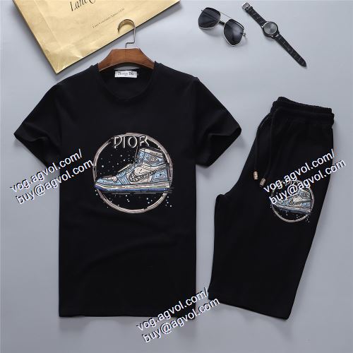  ディオール DIOR 半袖Tシャツ 上下セット 超レア 2021春夏 DIORブランドスーパーコピー 2色可選