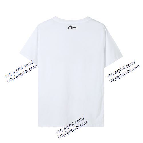  EVISUブランド 偽物 通販 エヴィス EVISU 首胸ロゴ 2021春夏 半袖Tシャツ 2色可選 