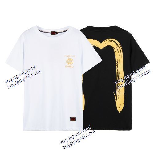  半袖Tシャツ 2色可選 EVISU偽物ブランド 2021春夏 スタイルアップ効果 エヴィス EVISU