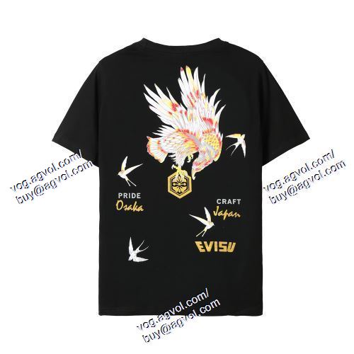  2021春夏 2色可選 半袖Tシャツ EVISUコピー 高級感ある エヴィス EVISU 