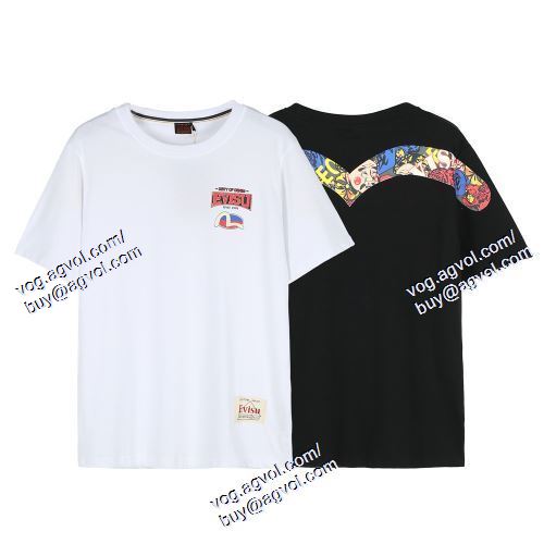  2021春夏 EVISUコピー エヴィス EVISU  2色可選 お洒落に魅せる 半袖Tシャツ