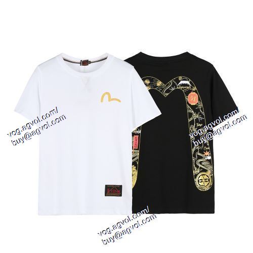  2021春夏 エヴィス EVISU 2色可選 デザイン性の高い 半袖Tシャツ EVISUコピーブランド 