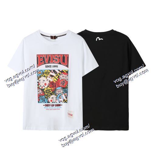  エヴィス EVISU 半袖Tシャツ 存在感のある EVISUスーパーコピー 代引 2021春夏 2色可選