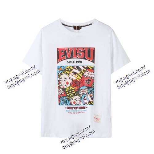  エヴィス EVISU 半袖Tシャツ 存在感のある EVISUスーパーコピー 代引 2021春夏 2色可選