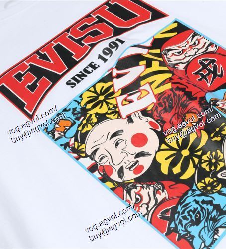 エヴィス EVISU 半袖Tシャツ 存在感のある EVISUスーパーコピー 代引 2021春夏 2色可選
