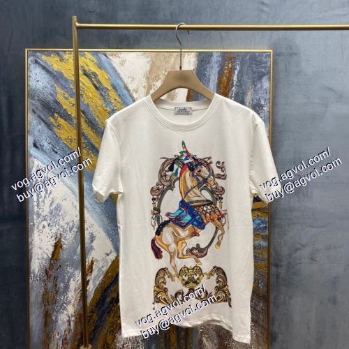  HERMESブランド 偽物 通販 大特価 エルメス HERMES 2021春夏 2色可選 半袖Tシャツ