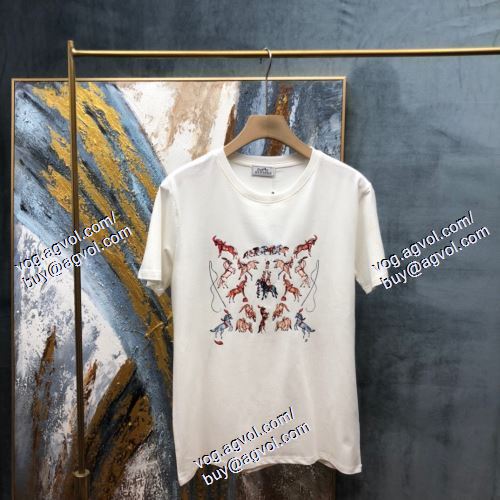  2021春夏 エルメス HERMES 超レア 2色可選 半袖Tシャツ HERMESコピーブランド