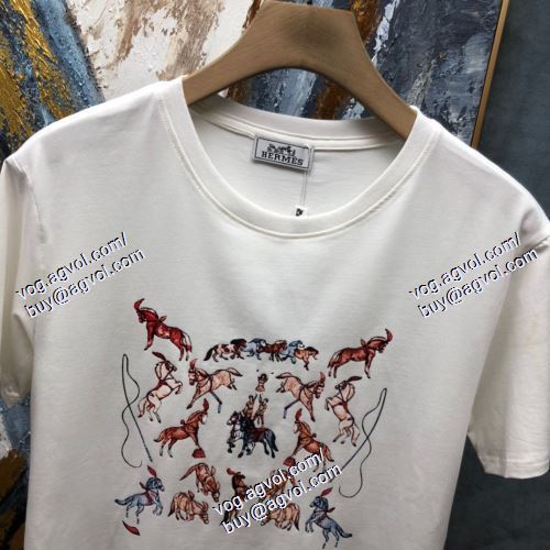  2021春夏 エルメス HERMES 超レア 2色可選 半袖Tシャツ HERMESコピーブランド