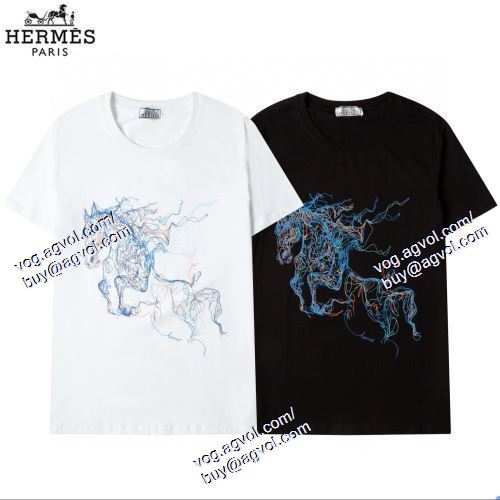  HERMES偽物ブランド 大人のおしゃれに 2021春夏 エルメス HERMES 2色可選 半袖Tシャツ