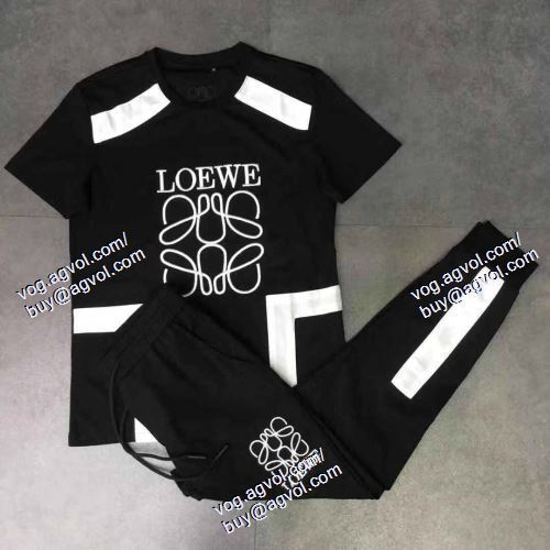  ロエベ LOEWE 欧米韓流/雑誌 2021春夏 LOEWEブランド 偽物 通販 半袖Tシャツ 上下セット