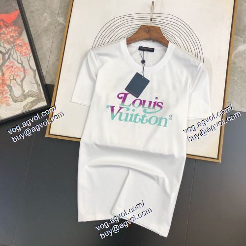  2021春夏 2色可選 半袖Tシャツ LOUIS VUITTONコピー 首胸ロゴ ルイ ヴィトン LOUIS VUITTON