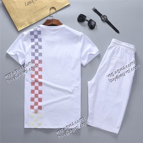  2色可選 LOUIS VUITTONスーパーコピー 代引 半袖Tシャツ 上下セット セール中 ルイ ヴィトン LOUIS VUITTON 2021春夏
