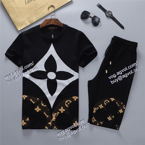  ルイ ヴィトン LOUIS VUITTON 2色可選 【激安】 LOUIS VUITTONブランドスーパーコピー 2021春夏 半袖Tシャツ 上下セット