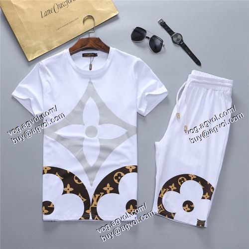  ルイ ヴィトン LOUIS VUITTON 2色可選 【激安】 LOUIS VUITTONブランドスーパーコピー 2021春夏 半袖Tシャツ 上下セット