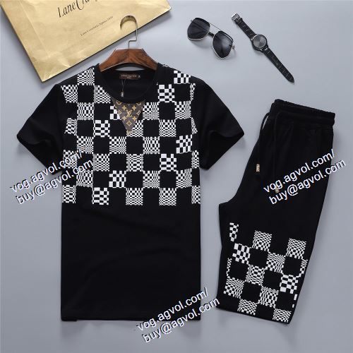  2021春夏 LOUIS VUITTONブランドコピー 半袖Tシャツ 上下セット ルイ ヴィトン LOUIS VUITTON 人気激売れ 2色可選 
