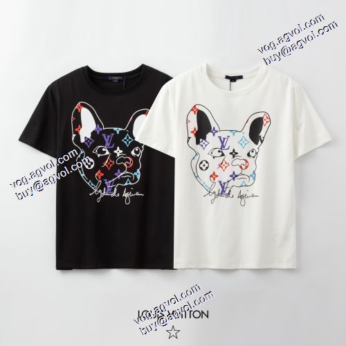 2色可選 2021春夏 落ち着いた感覚 ルイ ヴィトンコピー ルイ ヴィトン LOUIS VUITTON 半袖Tシャツ プリント 流行に関係なく長年愛用できる
