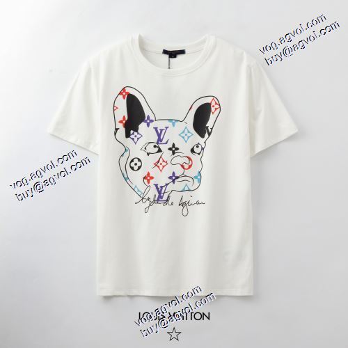 2色可選 2021春夏 落ち着いた感覚 ルイ ヴィトンコピー ルイ ヴィトン LOUIS VUITTON 半袖Tシャツ プリント 流行に関係なく長年愛用できる