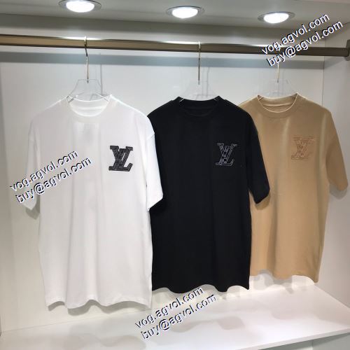 3色可選 半袖Tシャツ 肩ロゴ付 ルイ ヴィトンブランド 偽物 通販 ファション性の高い 優しいフィット感 2021春夏 ルイ ヴィトン LOUIS VUITTON