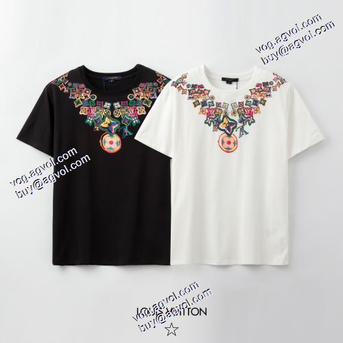 半袖Tシャツ  ルイ ヴィトンコピーブランド 高級感ある 2021春夏 ルイ ヴィトン LOUIS VUITTON 2色可選 プリント 着心地満点