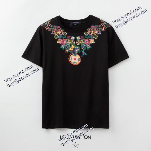 半袖Tシャツ  ルイ ヴィトンコピーブランド 高級感ある 2021春夏 ルイ ヴィトン LOUIS VUITTON 2色可選 プリント 着心地満点